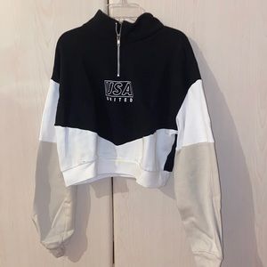 H and M quarter zip cropped hoodie